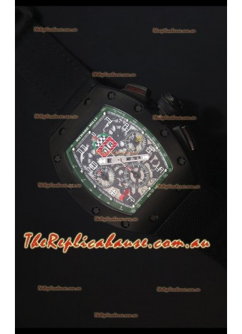 Richard Mille RM011 Filipe Massa PVD Swiss Replica Watch in Black Nylon Strap