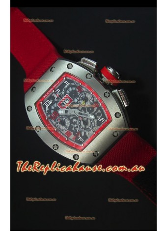 Richard Mille RM011 Filipe Massa Titanium Case Swiss Replica Watch in Red Nylon Strap