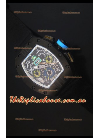 Richard Mille RM011 Filipe Massa PVD Swiss Replica Watch in Black Nylon Strap