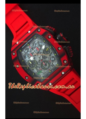 Richard Mille RM011-03 One Piece Red Forged Carbon Case Watch in Red Strap