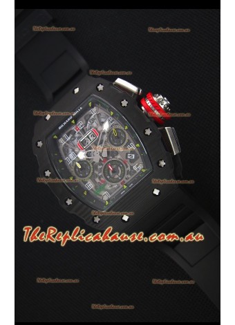 Richard Mille RM011-03 One Piece Black Forged Carbon Case Watch in Black Strap