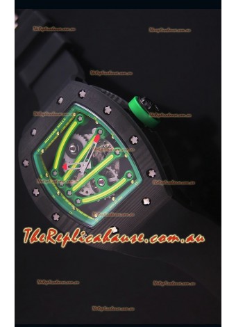 Richard Mille RM059 Yohan Blake Forged Carbon Case Swiss Replica Timepiece in Green Bezel