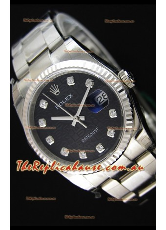 Rolex Datejust 36MM Cal.3135 Movement Swiss Replica Watch in Black Printed Dial