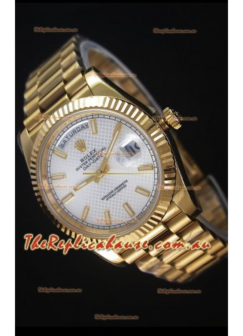 Rolex Day-Date 40MM Replica Watch in Silver dial with Roman Hour Numerals Cal.3255 Swiss Movement