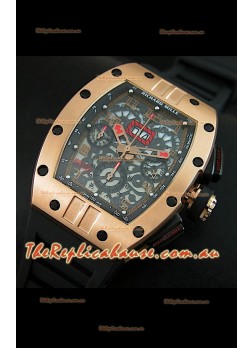 Richard Mille RM011 Filipe Massa Pink Gold on Titanium Casing Swiss Replica Watch