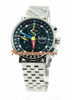 Alain Silberstein Klassik Krono Bauhaus 2 Steel Strap Wristwatch ALSB02