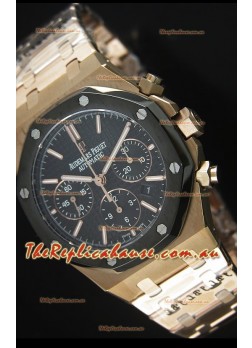 Audemars Piguet Royal Oak Rose Gold in Black Textured Ceramic Dial - 1:1 Mirror Replica