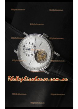 Breguet Classique Tourbillon Swiss Replica Watch in Stainless Steel with Diamonds Bezel