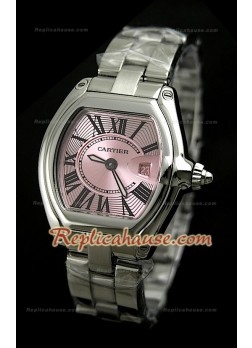 Cartier Roadster Ladies Swiss Watch - Mirror Replica 1:1 in Pink Dial