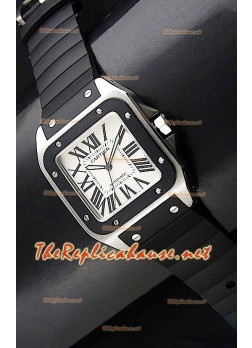 Cartier Santos 100 Swiss Watch with Rubber Strap
