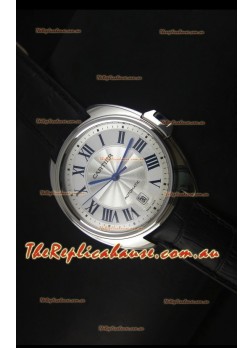 Cle De Cartier Watch 40MM Steel Case with Leather Steap - 1:1 Mirror Replica Watch