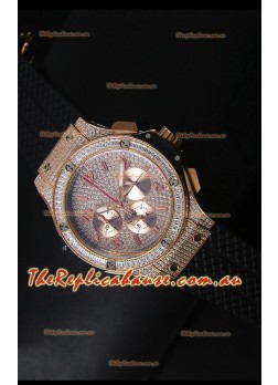 Hublot Big Bang Rose Gold Watch Quartz Movement in Black Strap