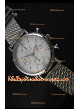 IWC Portofino Chronograph Swiss Watch in Mesh Strap White Dial 