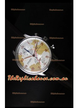 IWC Portuguese Chronograph Swiss Replica Watch in Map Printed Dial - 1:1 Mirror Replica Edition