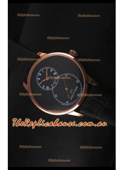 Jaquet Droz Grande Seconde Black Enamel Stainless Rose Gold Case in Black Dial