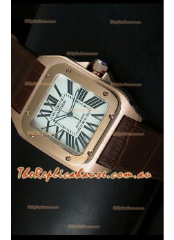 Cartier Santos 100 1:1 Mirror Replica Rose Gold Watch 42MM