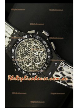 Hublot Big Bang White Zebra Bang Edition in Black PVD Case 34MM Watch