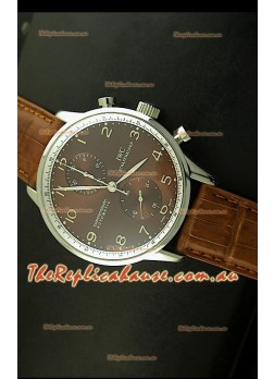 IWC Portuguese Chronograph Swiss Replica Watch in Steel Case - 1:1 Mirror Replica Edition
