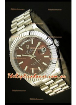 Rolex Day Date II 41MM Swiss Replica Watch - Brown Dial - 1:1 Mirror Replica Watch 
