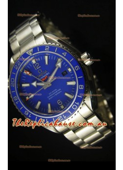 Omega Planet Ocean GMT Blue Swiss Replica Watch - 1:1 Ultimate Mirror Edition