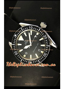 Omega Seamaster 300 Black Dial Swiss Watch with Navy Strap