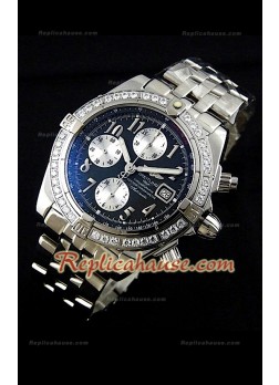 Breitling Chronomat Evolution Swiss Replica Watch with Diamonds Bezel