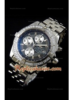 Breitling Chronomat Evolution Swiss Replica Watch with Diamonds Bezel