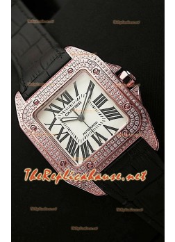 Cartier Santos 100 Ladies Swiss Replica Watch 38MM - 1:1 Mirror Replica