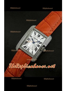 Cartier Tank Francaise Ladies Watch Diamonds Bezel Steel Case