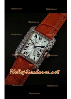 Cartier Tank Francaise Ladies Watch Diamonds Bezel Gold Case