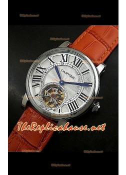 Cartier Calibre Japanese Tourbillon Light Brown Strap Watch