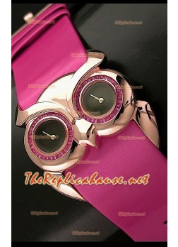 Chopard Animal World Ladies Owl Watch in Rose Gold Black Dial