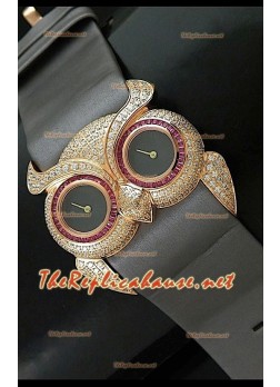 Chopard Animal World Ladies Owl Watch in Rose Gold Grey Dial