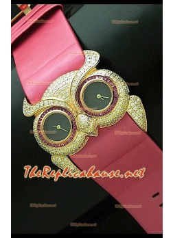 Chopard Animal World Ladies Owl Watch in Rose Gold Black Dial