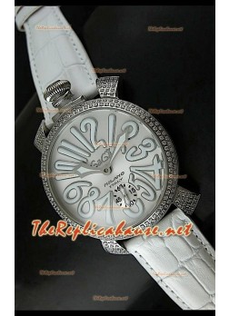 GaGa Milano Manuale Japanese Watch Metallic Dial Diamonds Bezel
