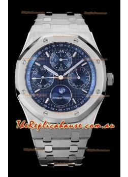 Audemars Piguet Royal Oak Perpetual Calendar Swiss Replica Steel Casing Watch in Steel Blue Dial