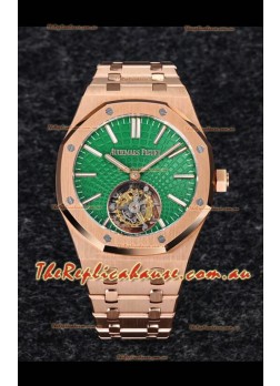 Audemars Piguet Royal Oak  Flying Tourbillon 41mm in 904L Rose Gold with Green Dial
