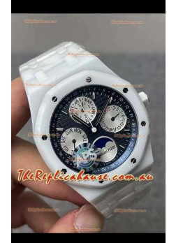 Audemars Piguet Royal Oak Perpetual Calendar Swiss Replica White PVD Casing in Blue Dial 