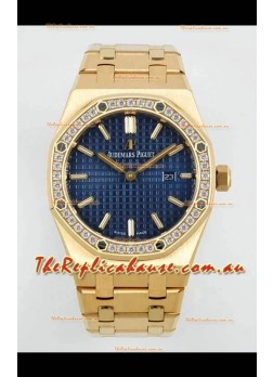 Audemars Piguet Royal Oak 33MM Yellow Gold Blue Dial 1:1 Mirror Replica Watch