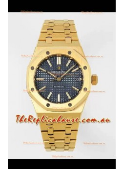 Audemars Piguet Royal Oak 37MM Blue Dial Yellow Gold Watch in 3120 Movement - 1:1 Mirror Replica