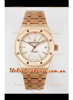 Audemars Piguet Royal Oak 37MM White Dial Rose Gold Watch in 3120 Movement - 1:1 Mirror Replica