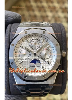 Audemars Piguet Royal Oak Perpetual Calendar Swiss Replica 904L Steel in Steel White Dial 