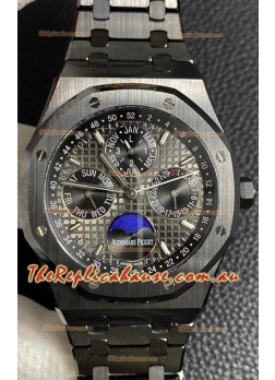 Audemars Piguet Royal Oak Perpetual Calendar Swiss Replica Black PVD Casing in Black Dial 