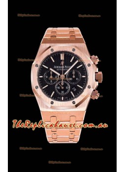 Audemars Piguet Royal Oak Chronograph Pink Gold Case Black Dial - 1:1 Mirror Replica