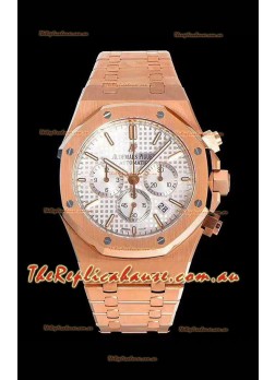 Audemars Piguet Royal Oak Chronograph White Dial Rose Gold on 904L Steel -  1:1 Mirror Replica