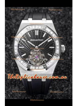 Audemars Piguet Royal Oak Tourbillon 41mm in 904L Casing - Grey Tapisserie Diamonds Bezel 1:1 Ultimate Replica
