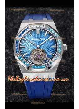 Audemars Piguet Royal Oak Tourbillon 41mm in 904L Casing - Blue Tapisserie Diamonds Bezel  1:1 Ultimate Replica