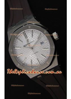 Audemars Piguet Royal Oak 41MM Silver Dial Rubber Strap  - 1:1 Mirror Ultimate Edition