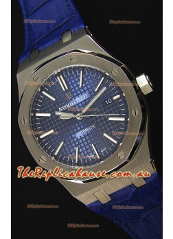 Audemars Piguet Royal Oak 41MM Blue Dial Leather Strap  - 1:1 Mirror Ultimate Edition