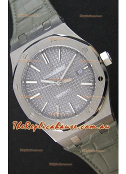 Audemars Piguet Royal Oak 41MM Grey Dial Leather Strap - 1:1 Mirror Ultimate Edition